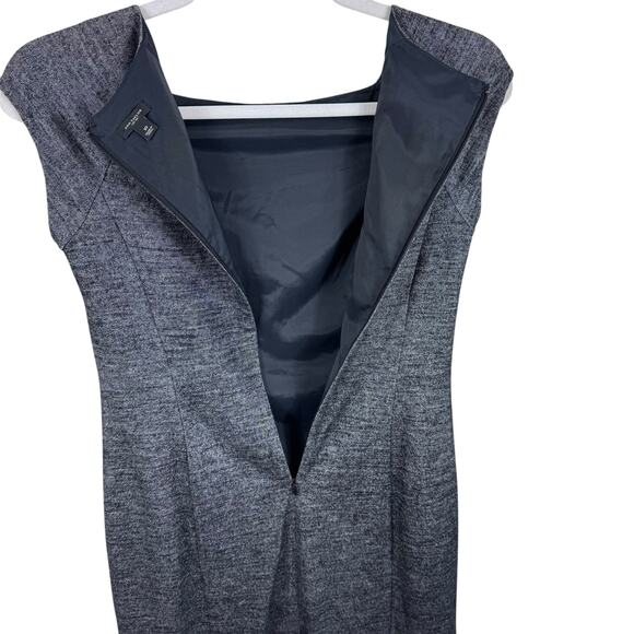 Ann Taylor Black Heather Square Neck Cap Sleeve Wool Blend Sheath Dress Size 10 - Picture 3 of 8